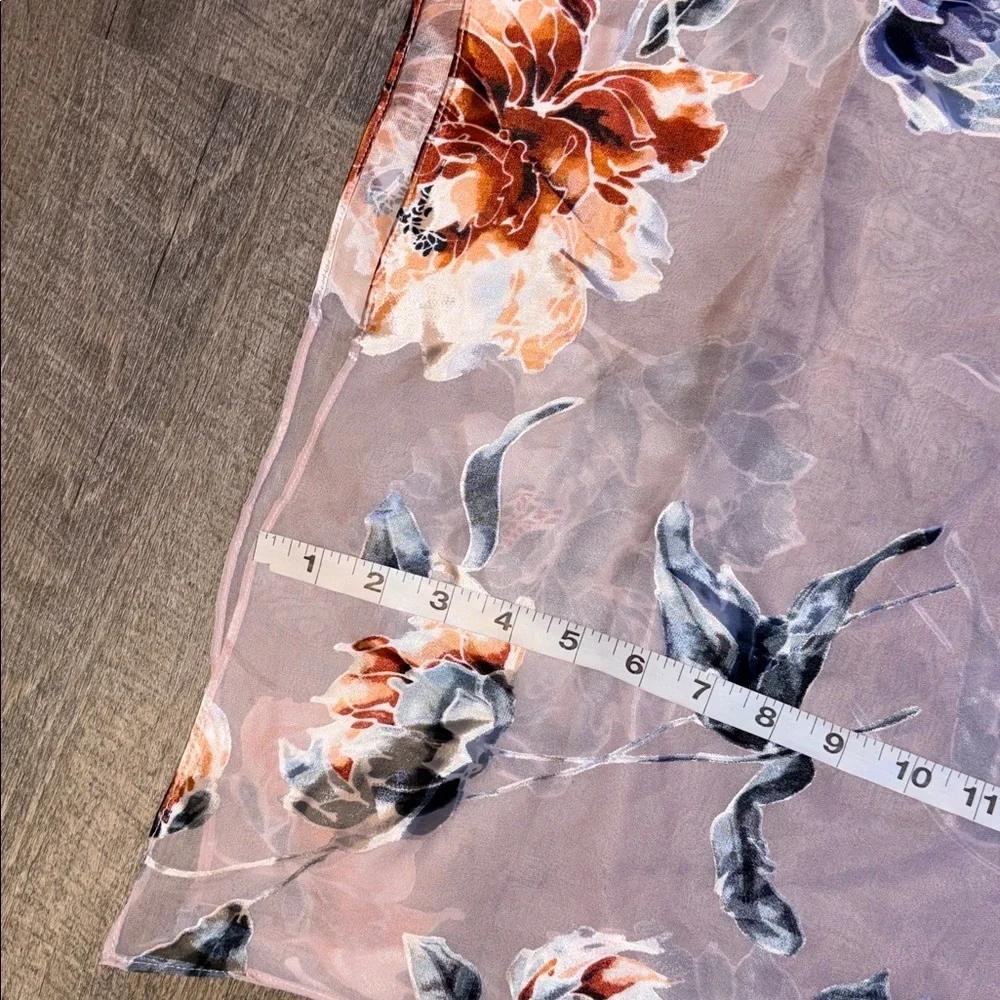 White House Black Market Silk Rayon Floral Burnout Oblong Scarf in Cameo Rose OS